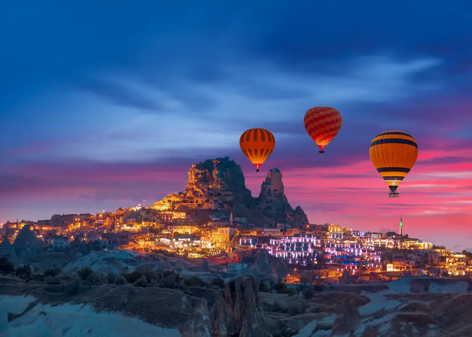 Uçhisar at dusk